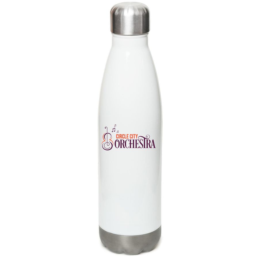 Hydrate in Harmony.&nbsp;?&nbsp;, a White Stainless Steel Water Bottle