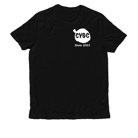 CYGC Front and Back Print White Logo, a Deep Black Allmade Organic Cotton Unisex Tee