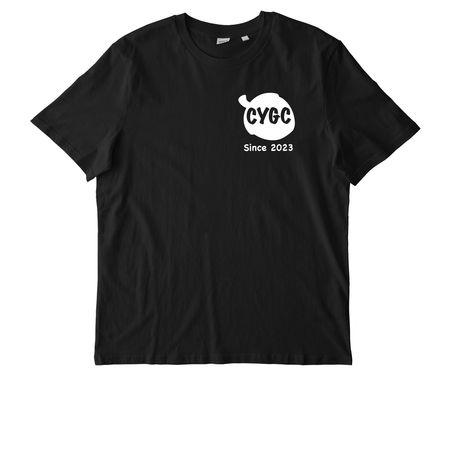 CYGC Front and Back Print White Logo, a Black Stanley/Stella Unisex Creator 2.0 Tee