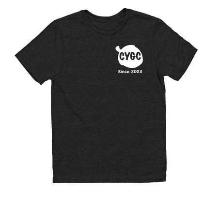 CYGC Front and Back Print White Logo, a Space Black Allmade Youth Eco Triblend Tee
