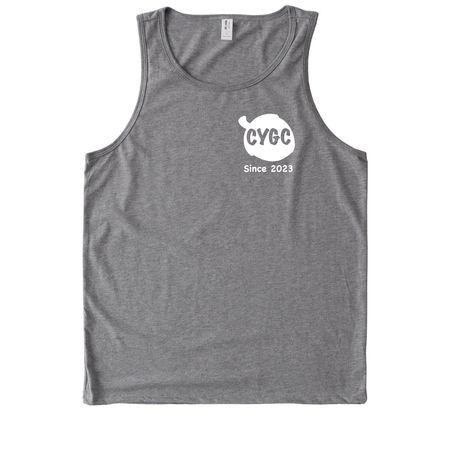 CYGC Front and Back Print White Logo, a Aluminum Grey Allmade Eco Triblend Tank