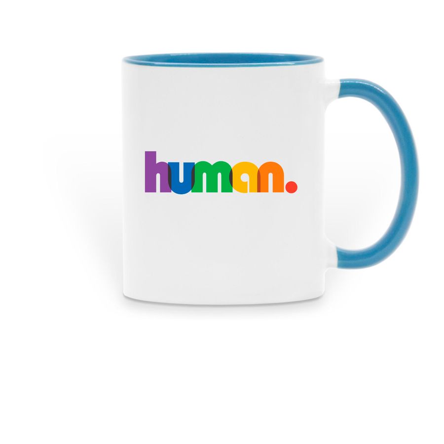 Human ? Mug, a Light Blue Two-Tone Ceramic Mug