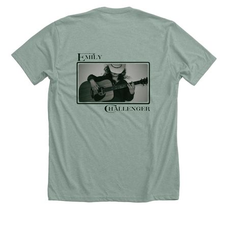 Emily Challenger, a Heather Sage Premium Unisex Tee (back-view)