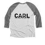 C.A.R.L. Autumn Collection, a Premium Heather and Heather White 3/4 Sleeve Baseball Tee (back-view)