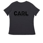 C.A.R.L. Autumn Collection, a Dark Grey Heather Women's Relaxed V-Neck Tee (back-view)