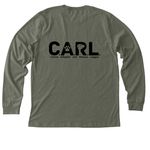 C.A.R.L. Autumn Collection, a Heather Military Green Premium Long Sleeve Tee (back-view)