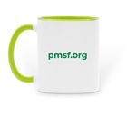 PMSF Ceramic Mugs, a Green Two-Tone Ceramic Mug (back-view)