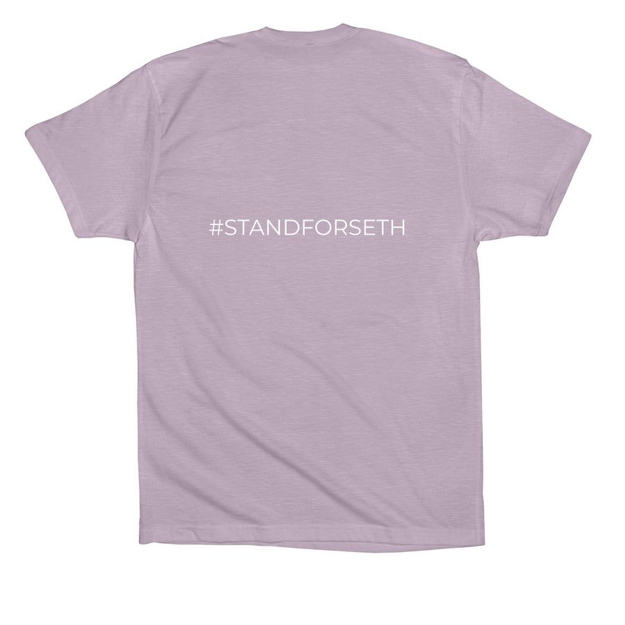#STANDFORSETH, a Light Violet Premium Cotton Tee (back-view)