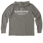 : SOVEREIGN-GAL!, a Driftwood Grey Allmade Organic Cotton Mineral Dye Hoodie Tee (back-view)