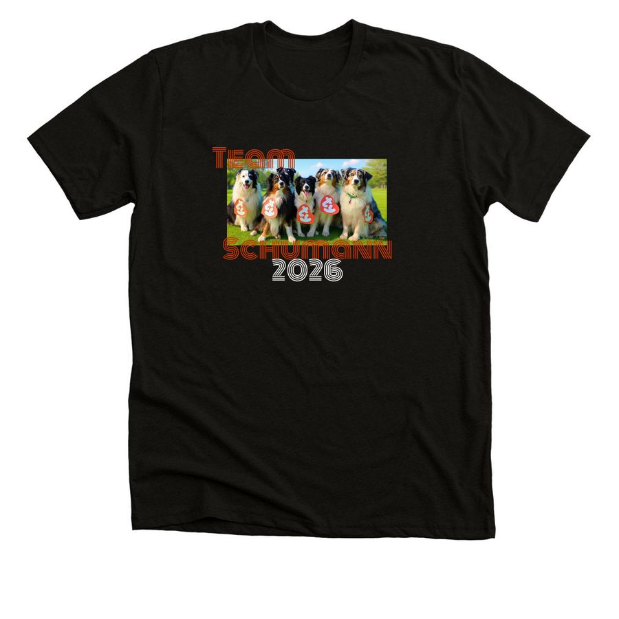 Team Schumann 2026, a Black Heather Premium Unisex Tee