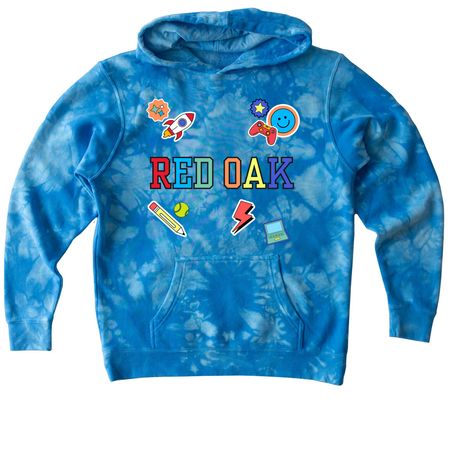 Sticker Fun, a Aqua Blue Youth Tie Dye Pullover Hoodie