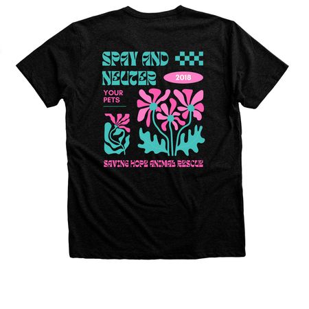 Spay&Neuter (choose your tee style), a Black Heather Premium Unisex Tee (back-view)
