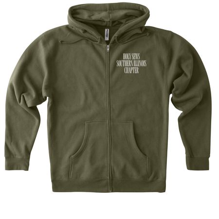 Holy Sews Southern Illinois Fall 2026, a Army Heavyweight Zip Up Hoodie (back-view)