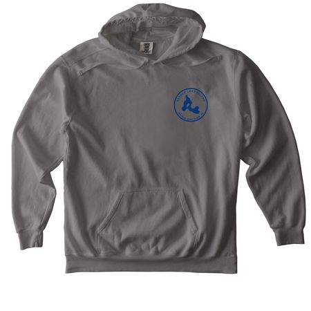 Saddle Lake Island Merch, a Grey Comfort Colors Pullover Hoodie