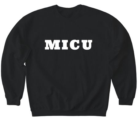 Basic MICU White Letters, a Black Softstyle Crewneck Sweatshirt