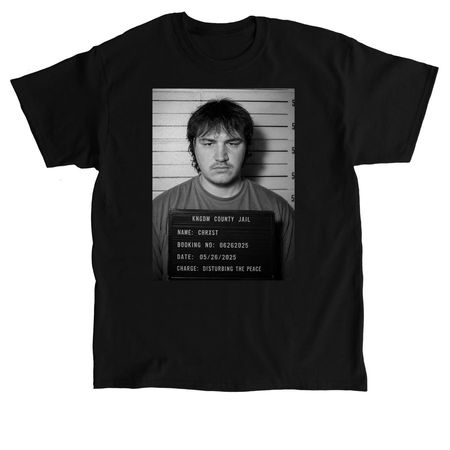 KNGDM CHRXST MUGSHOT BLACK TEE, a Black Classic Unisex Tee