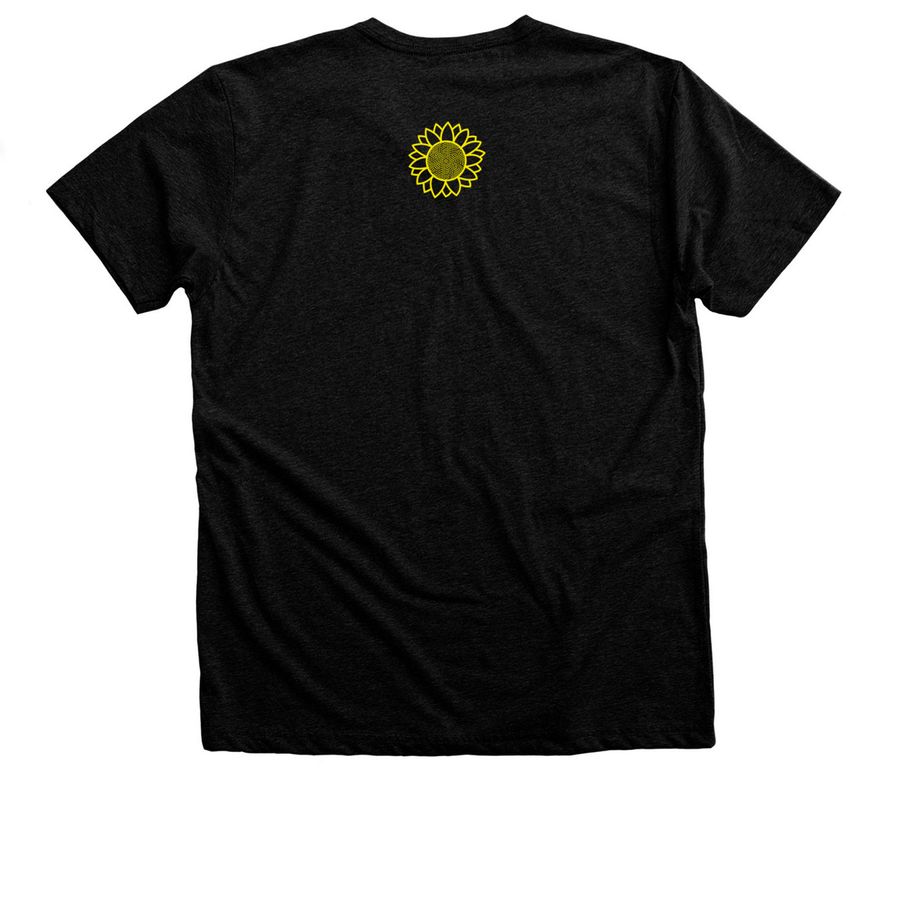 CHOP logo, a Black Heather Premium Unisex Tee (back-view)