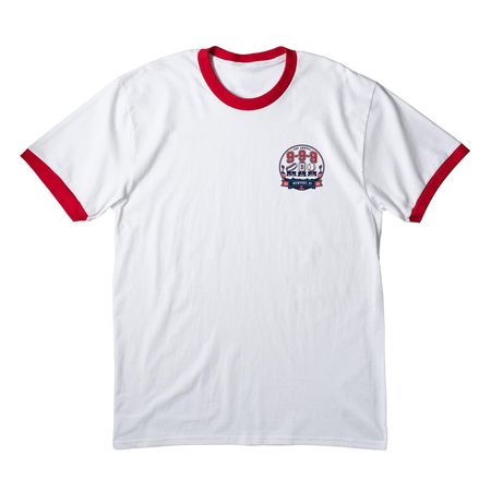 9-9-9 2026, a White/ Red Cotton Ringer Tee