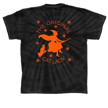 The Original Cat Lady, a Black Classic Tie Dye Tee