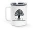Probably Microdosing Logo Travel Mug, a White Stainless Steel Travel Mug (back-view)
