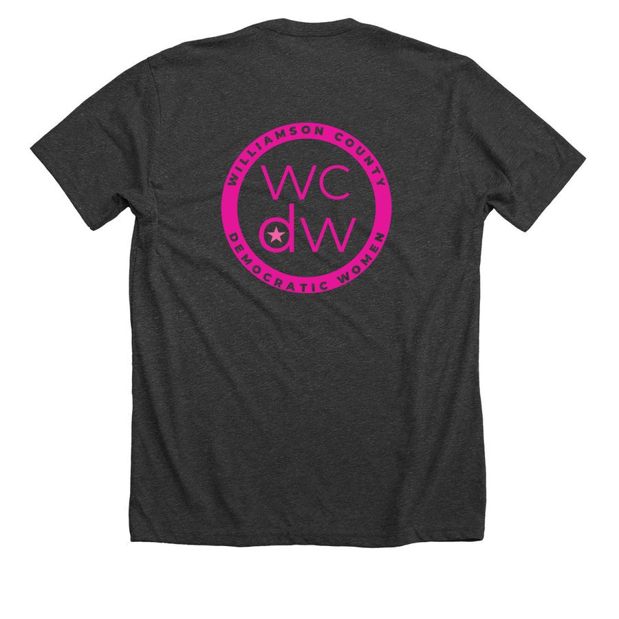 Williamson County Democratic Women, a Dark Grey Heather Premium Unisex Tee (back-view)