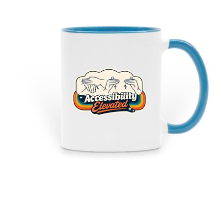 Retro Accessibility Elevated Mug, a Light Blue Two-Tone Ceramic Mug