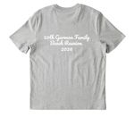 50th Reunion Shirt With Text on Back, a Cool Heather Grey Stanley/Stella Unisex Creator 2.0 Tee (back-view)