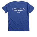 50th Reunion Shirt With Text on Back, a Heather True Royal Premium V-Neck Tee (back-view)