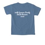 50th Reunion Shirt With Text on Back, a Blue Jean Comfort Colors Youth Tee (back-view)
