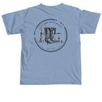 COLUMBUS, a Washed Denim Comfort Colors Unisex Tee (back-view)
