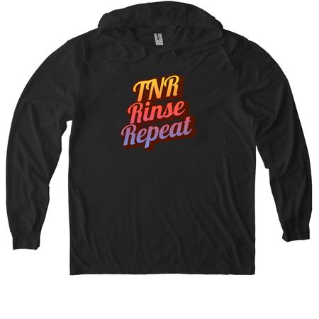 TNR, Rinse, Repeat, a Space Black Allmade Eco Triblend Hoodie Tee
