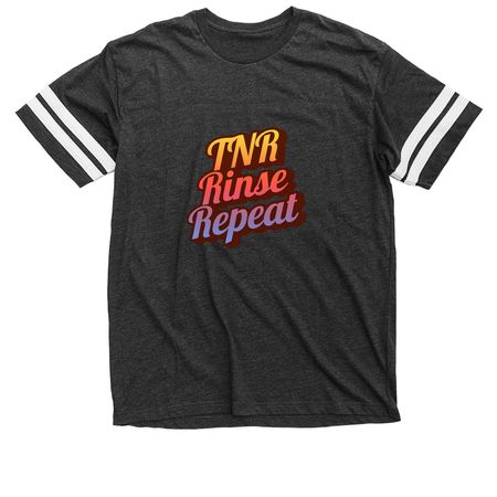 TNR, Rinse, Repeat, a Vintage Smoke / White Football Jersey Tee
