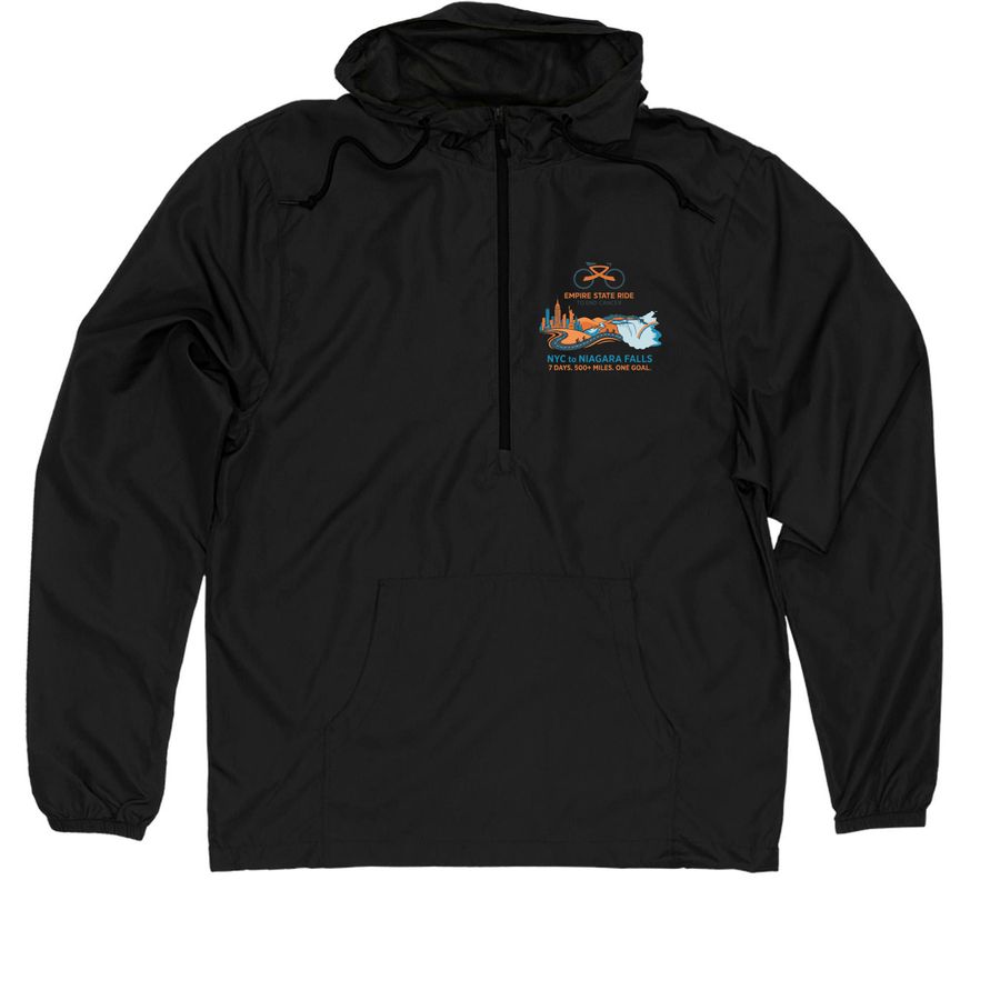 Pedal for a Cure, a Black Quarter-Zip Windbreaker