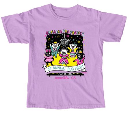 Pug Prom 2026, a Neon Violet Comfort Colors Unisex Tee