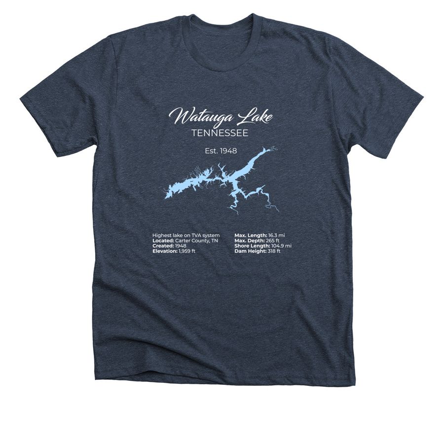 Watauga Lake (Facts), a Heather Midnight Navy Premium Unisex Tee