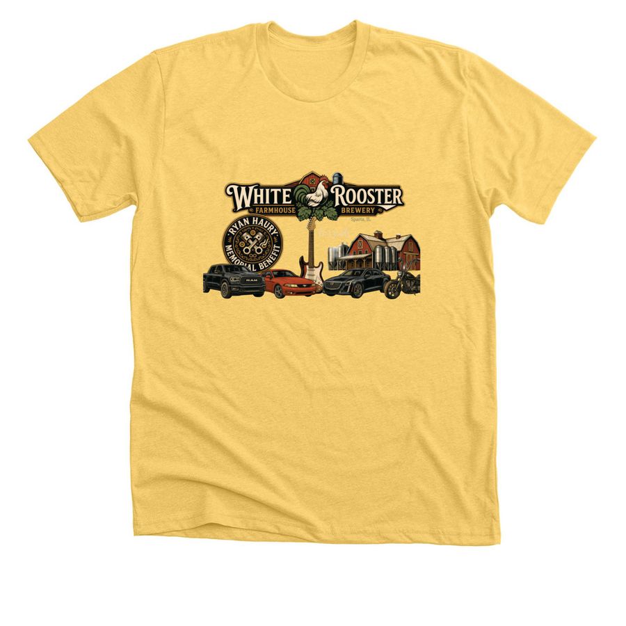 Full Color Memorial Shirts, a Heather Yellow Gold Premium Unisex Tee