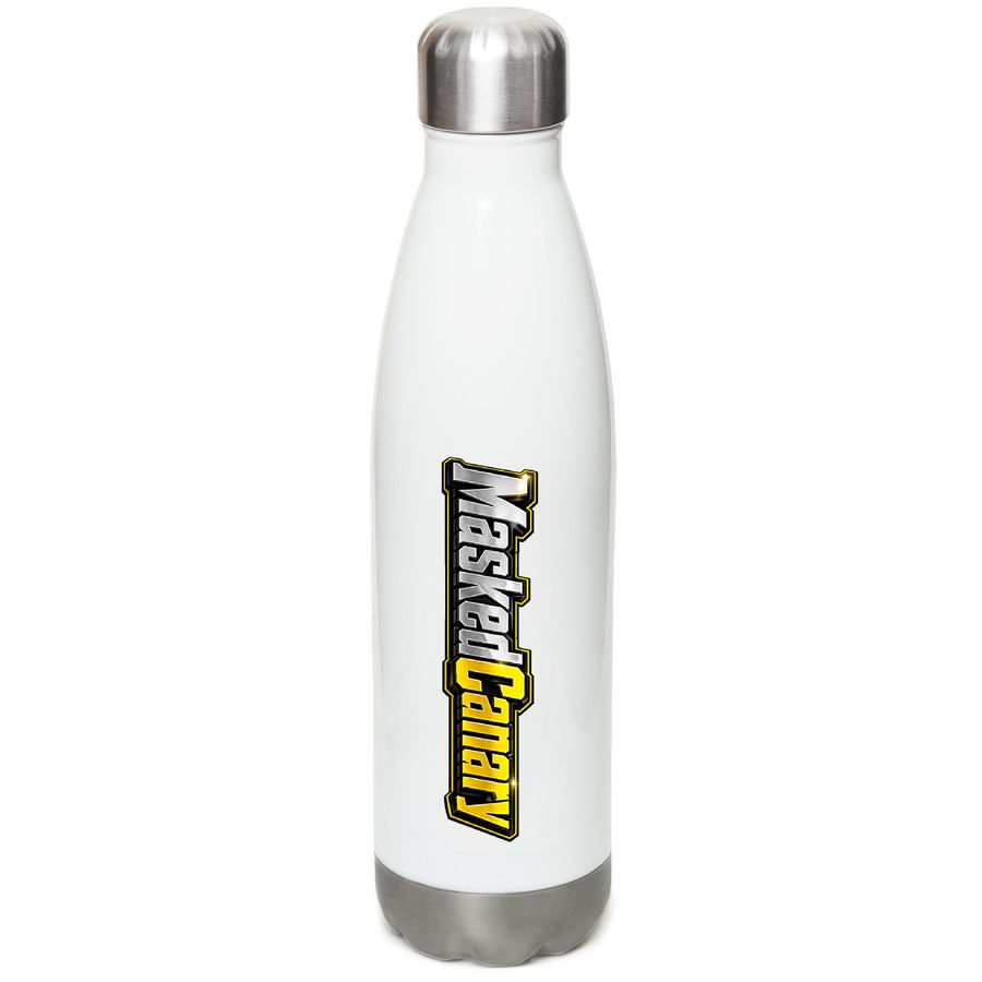 Maskedcanarymerch, a White Stainless Steel Water Bottle