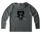 II X & III X Sun Shirt, a Dark Smoke Grey UV Performance Long Sleeve Hoodie (back-view)