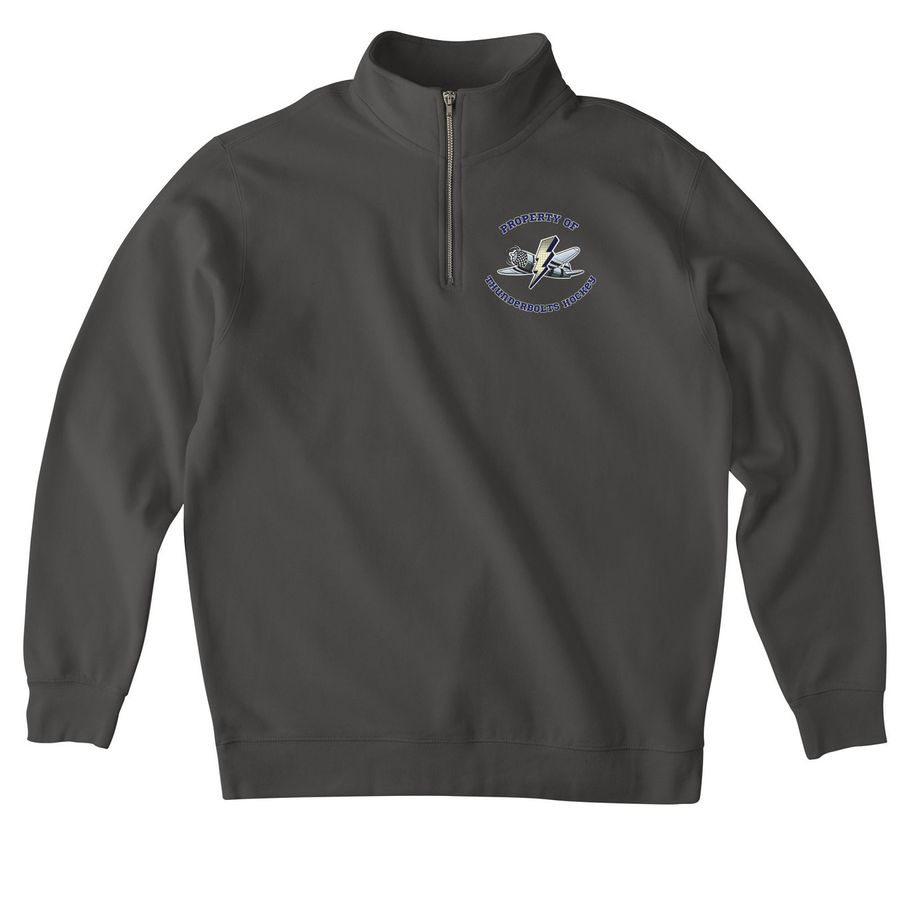 Property of Thunderbolts zips, a Asphalt Midweight Quarter Zip Pullover