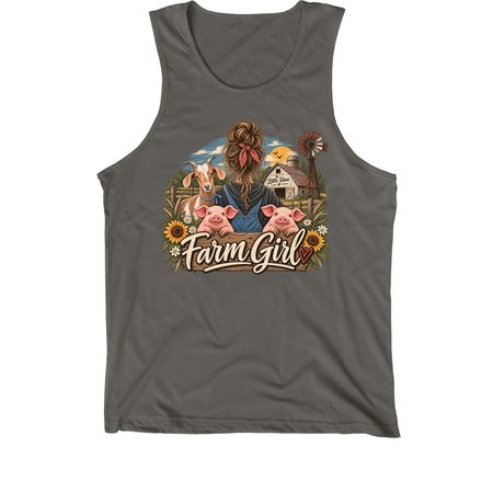 Farm Girl - Tops, a Asphalt Premium Cotton Tank