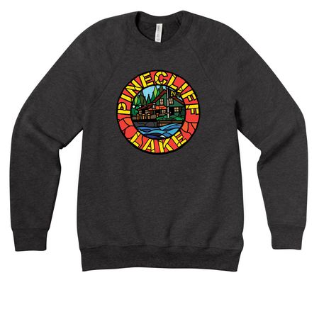 Pinecliff Lake Mosaic Shirt, a Dark Grey Heather Premium Raglan Crewneck Sweatshirt