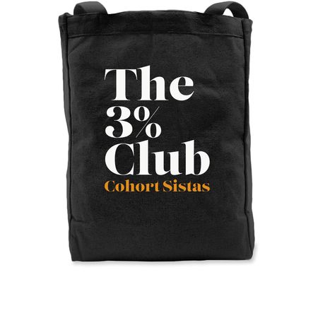 The 3% Club Tote, a Black Recycled Cotton Tote Bag
