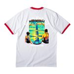 Dawn Patrol Swimming&nbsp;, a White/ Red Cotton Ringer Tee (back-view)
