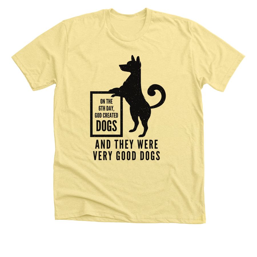 Very Good Dogs, a Heather Yellow Gold Premium Unisex Tee