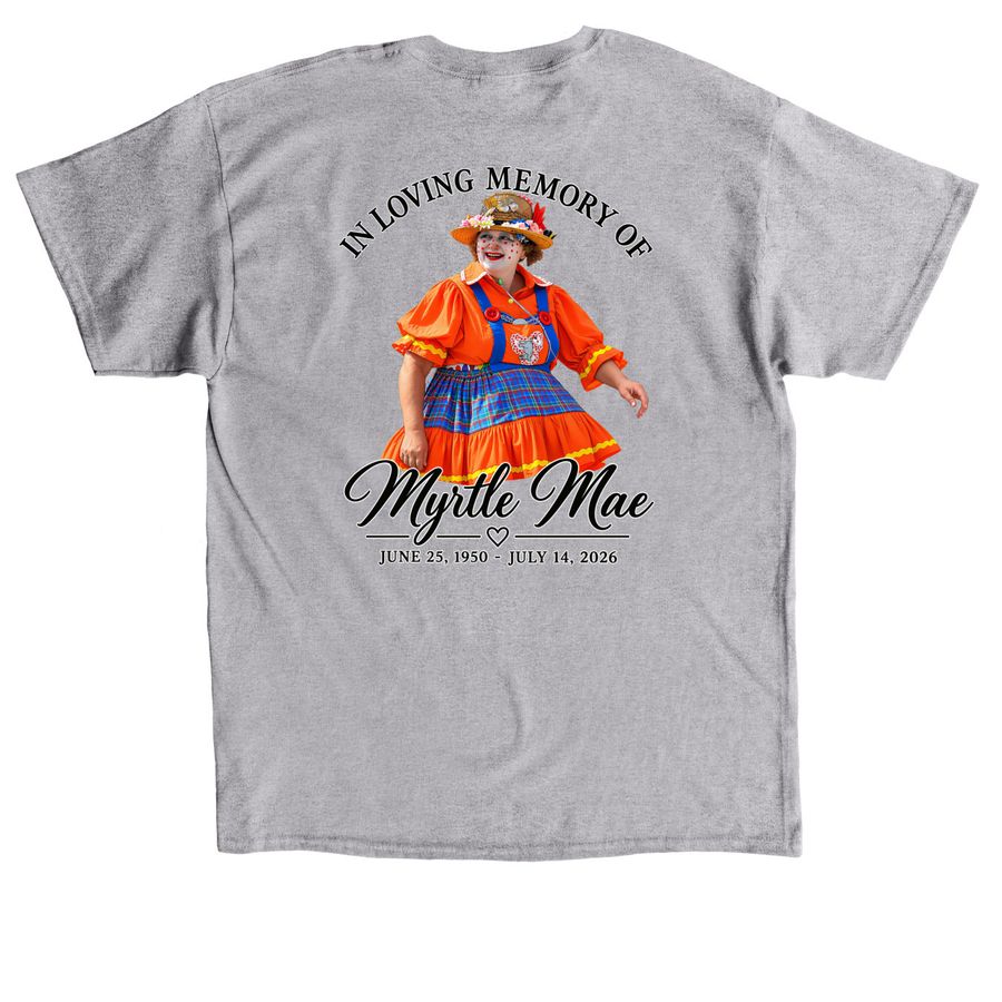 Myrtle Mae, a Sport Grey Classic Unisex Tee (back-view)