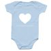 White Heart Baby Onesie, a Light Blue Infant Onesie