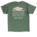 Hope For Ezra (Lift My Eyes), a Military Green Classic Unisex Tee (back-view)