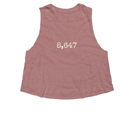8,647, a Heather Mauve Women's Cropped Racerback Tank