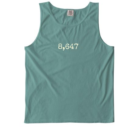 8,647, a Seafoam Comfort Colors Tank Top