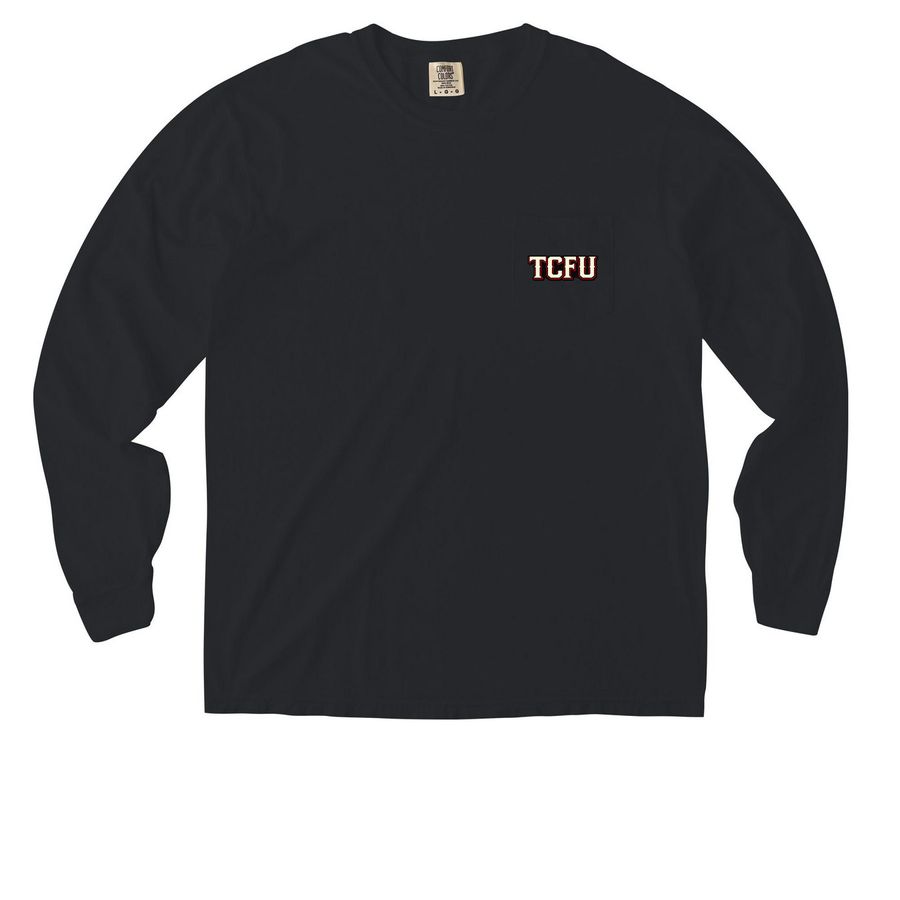 TCFU Pocket Tees, a Black Comfort Colors Long Sleeve Pocket Tee
